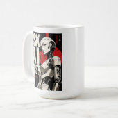 Futuristischer AI-Roboter-Humanoid-Tech-Design Kaffeetasse (Vorderseite Links)