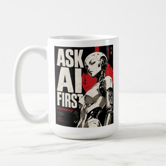 Futuristischer AI-Roboter-Humanoid-Tech-Design Kaffeetasse (Links)