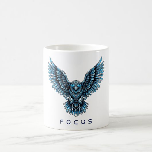 Futuristischer blauer Adler Kaffeetasse (Mittel)
