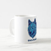 Futuristischer blauer Wolf Kaffeetasse (Vorderseite Links)