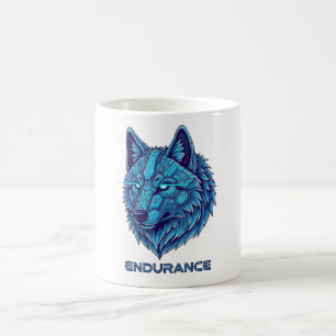 Futuristischer blauer Wolf Kaffeetasse