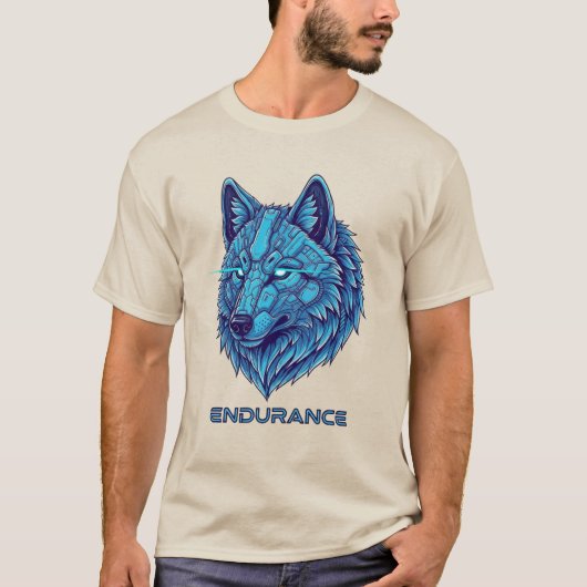 Futuristischer blauer Wolf T-Shirt (Vorderseite)