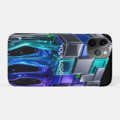 Futuristischer Chrom-Puzzlewürfel Case-Mate iPhone Hülle (Rückseite (Horizontal))