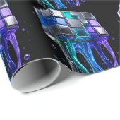 Futuristischer Chrom-Puzzlewürfel Geschenkpapier (Rolleneckpunkt)