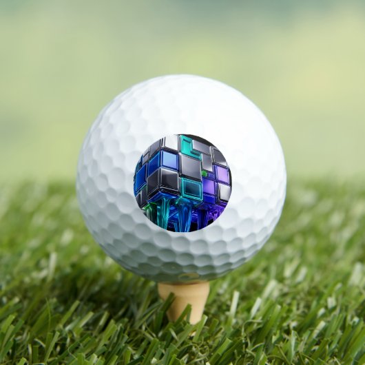 Futuristischer Chrom-Puzzlewürfel Golfball (Insitu T-Shirt)