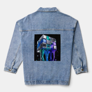 Futuristischer Chrom-Puzzlewürfel Jeansjacke