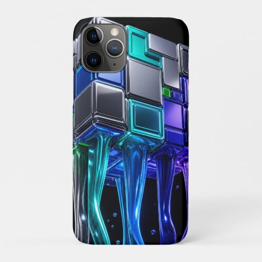 Futuristischer Chrome-Puzzlewürfel Case-Mate iPhone Hülle (Rückseite)
