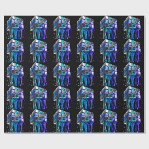 Futuristischer Chrome-Puzzlewürfel Geschenkpapier