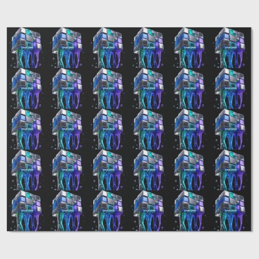 Futuristischer Chrome-Puzzlewürfel  Geschenkpapier (Flach)