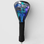 Futuristischer Chrome-Puzzlewürfel Golf Headcover (Vorderseite)