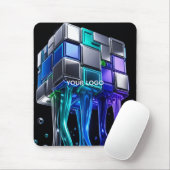 Futuristischer Chrome-Puzzlewürfel Mousepad (Mit Mouse)