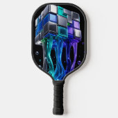Futuristischer Chrome-Puzzlewürfel Pickleball Schläger (Rückseite)