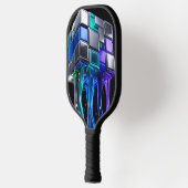 Futuristischer Chrome-Puzzlewürfel Pickleball Schläger (Links)