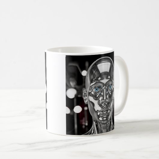 Futuristischer Chromroboter Kaffeetasse (VorderseiteRechts)