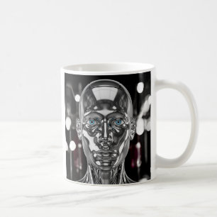 Futuristischer Chromroboter Kaffeetasse