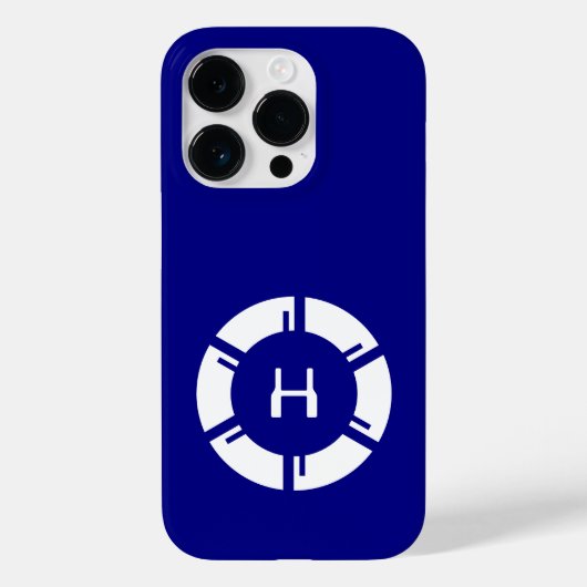 Futuristischer Circle mit Sci-Fi Monogram Navy Blu Case-Mate iPhone Hülle (Rückseite)