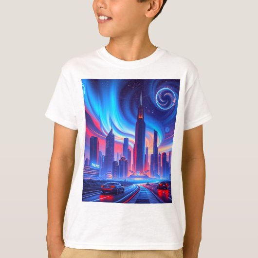 Futuristischer City Boys' T - Shirt (Vorderseite)