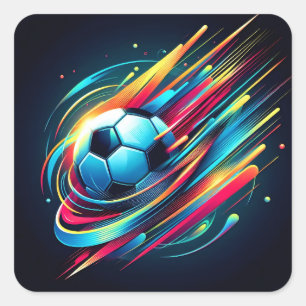 Futuristischer Cyber-Fußball-Speed-Sport Quadratischer Aufkleber