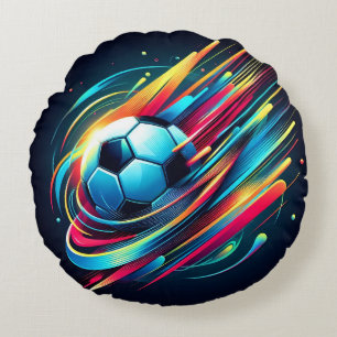 Futuristischer Cyber-Fußball-Speed-Sport Rundes Kissen