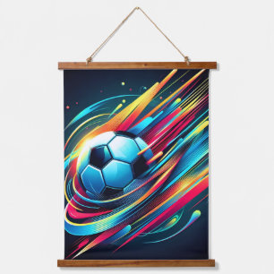 Futuristischer Cyber-Fußball-Speed-Sport Wandteppich Mit Holzrahmen