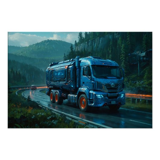 Futuristischer Cyber-Lkw ab 2077 Poster (Vorderseite)