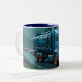 Futuristischer Cyber-Lkw ab 2077 Zweifarbige Tasse (Vorderseite Links)