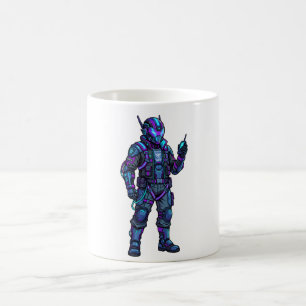 Futuristischer Cyber-Pilot-Mecha-Grafik-Hoodie Kaffeetasse