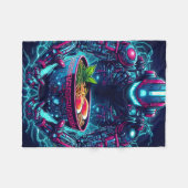 Futuristischer Cyberpunk-Roboter Neon Food Ramen Fleecedecke (Vorderseite (Horizontal))