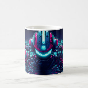 Futuristischer Cyberpunk-Roboter Neon Food Ramen Kaffeetasse