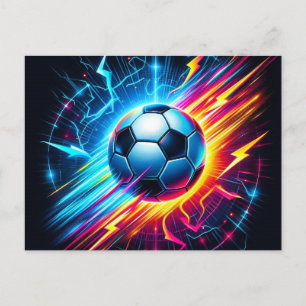 Futuristischer elektrischer Fußball Blitz Feiertagspostkarte