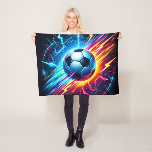 Futuristischer elektrischer Fußball Blitz Fleecedecke (Beispiel)