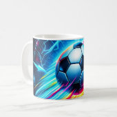 Futuristischer elektrischer Fußball Blitz Kaffeetasse (Vorderseite Links)