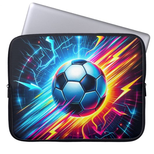 Futuristischer elektrischer Fußball Blitz Laptopschutzhülle (Vorderseite)