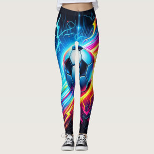 Futuristischer elektrischer Fußball Blitz Leggings