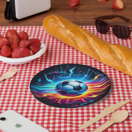Futuristischer elektrischer Fußball Blitz Pappteller (Picknick)
