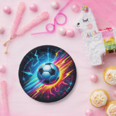Futuristischer elektrischer Fußball Blitz Pappteller (Party)