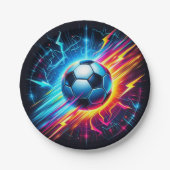Futuristischer elektrischer Fußball Blitz Pappteller (Vorderseite)
