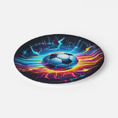 Futuristischer elektrischer Fußball Blitz Pappteller (Schrägansicht)