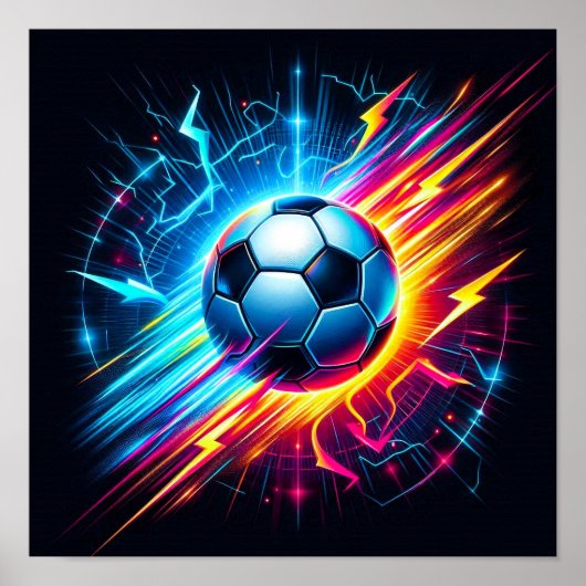 Futuristischer elektrischer Fußball Blitz Poster (Vorne)