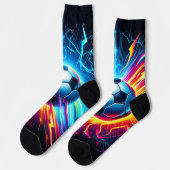 Futuristischer elektrischer Fußball Blitz Socken (Linkes Detail)
