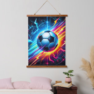 Futuristischer elektrischer Fußball Blitz Wandteppich Mit Holzrahmen