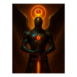 Futuristischer Erzengel des Glutreichs mit Schwert Poster