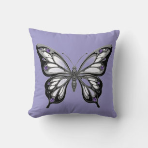 Futuristischer Flüssig-Chrom-Schmetterling Amethys Kissen