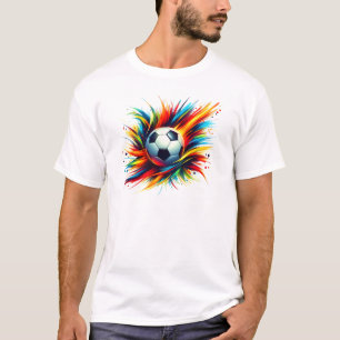 Futuristischer Fußball Splash Soccer Ball Abstract T-Shirt