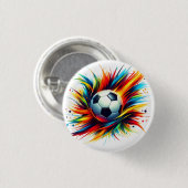 Futuristischer Fußball Splash Soccer Ball Abstrakt Button (Vorne & Hinten)