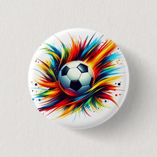 Futuristischer Fußball Splash Soccer Ball Abstrakt Button (Vorderseite)