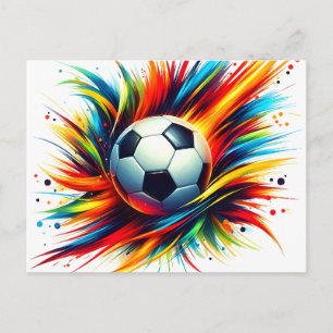 Futuristischer Fußball Splash Soccer Ball Abstrakt Feiertagspostkarte