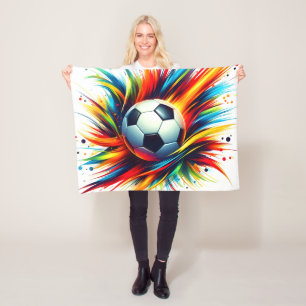 Futuristischer Fußball Splash Soccer Ball Abstrakt Fleecedecke