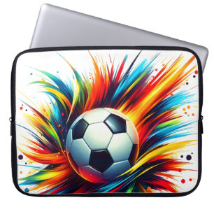 Futuristischer Fußball Splash Soccer Ball Abstrakt Laptopschutzhülle
