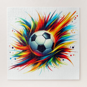 Futuristischer Fußball Splash Soccer Ball Abstrakt Puzzle